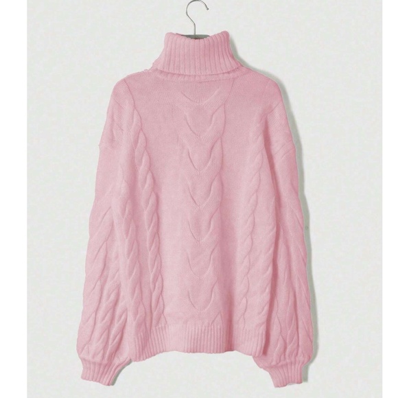 Cozy Chunky Cable Knit Turtleneck Oversized Sweater Top - Picture 7 of 7